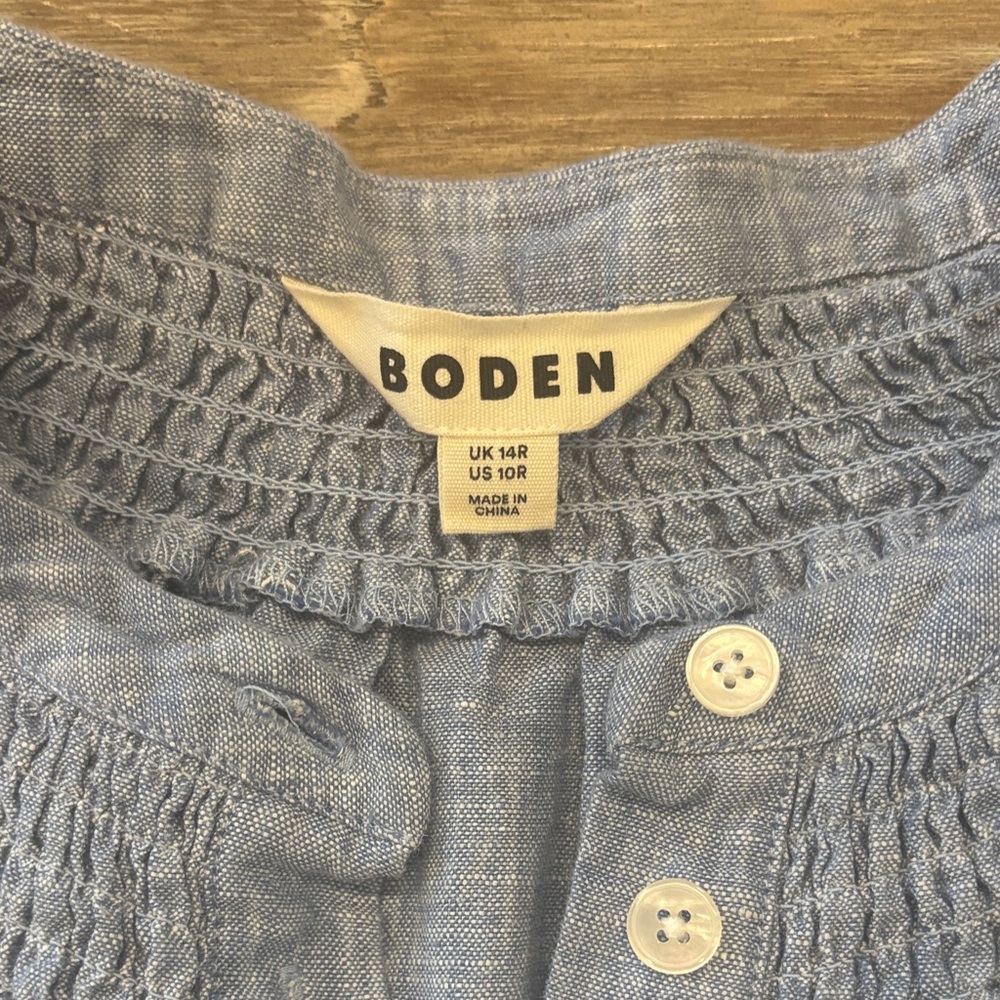 Boden Light Blue Linen Button-Front Midi Dress - Picture 3 of 15